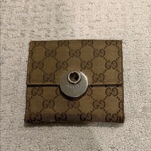 Gucci Brown GG Canvas Compact Snap Wallet